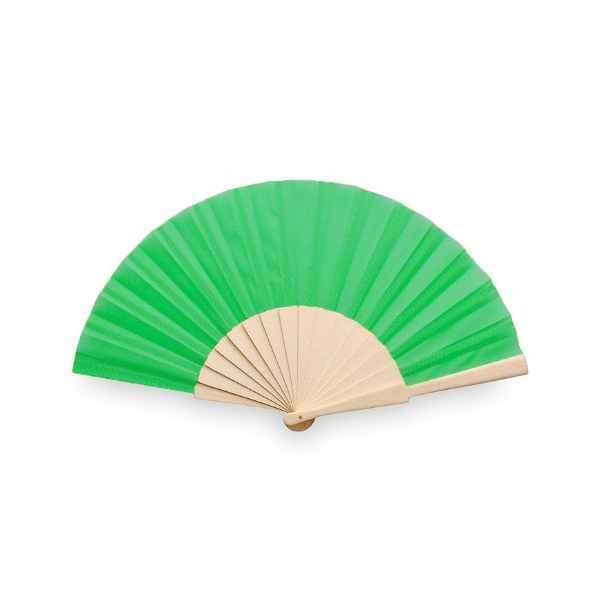 abanico tela y madera verde