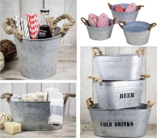 baldes metal para boda