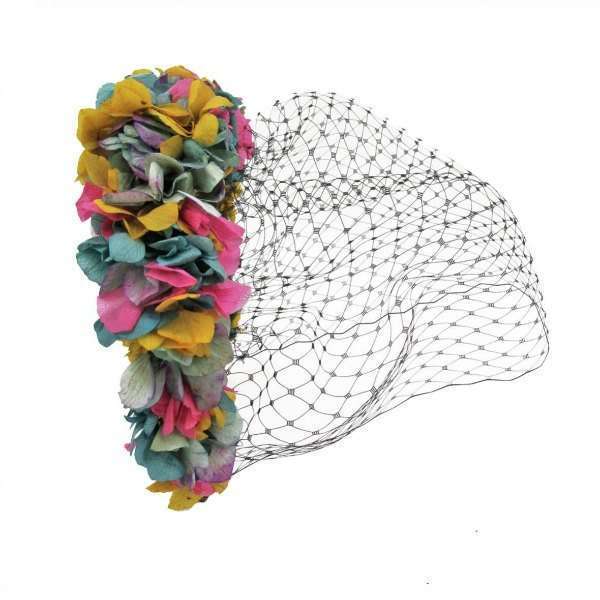 Diadema Velo Verde fucsia y mostaza 2 Diadema Velo Verde fucsia y mostaza