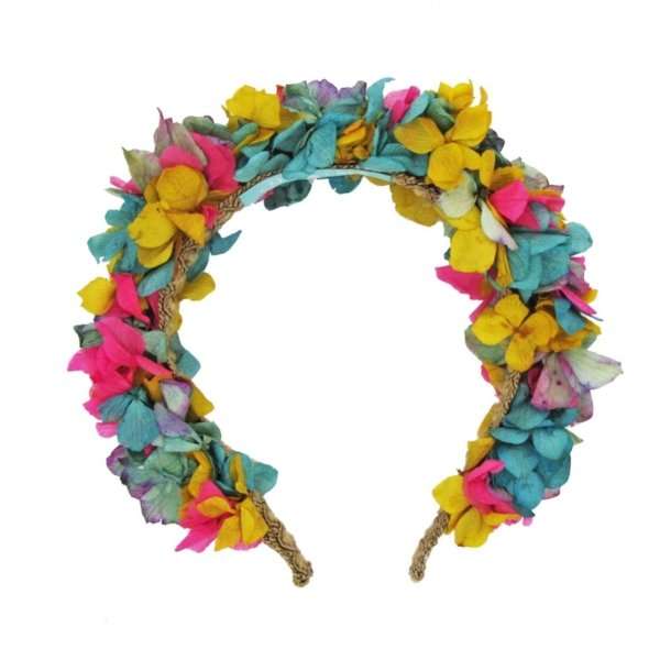 Diadema Verde fucsia y mostaza