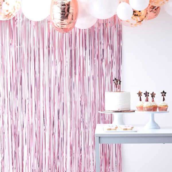 Cortina rosa photocall boda