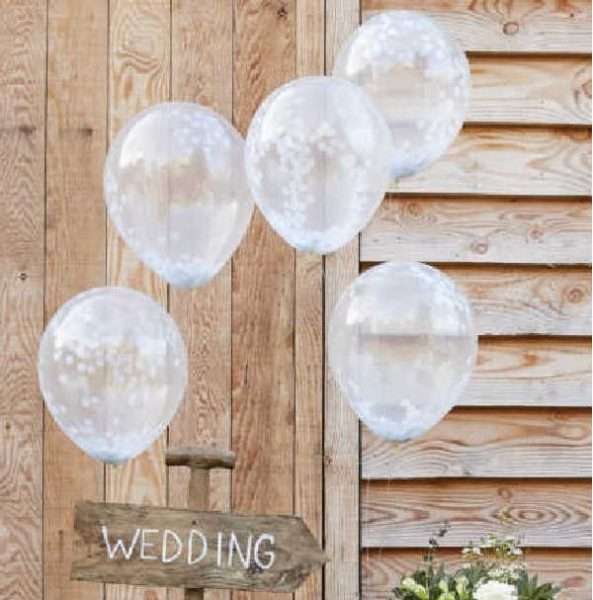 globos confeti blanco