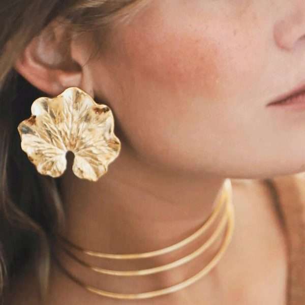 pendientes nenufar oro