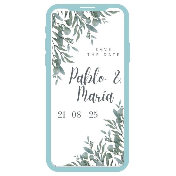 Save the date digital personalizado Blue Green