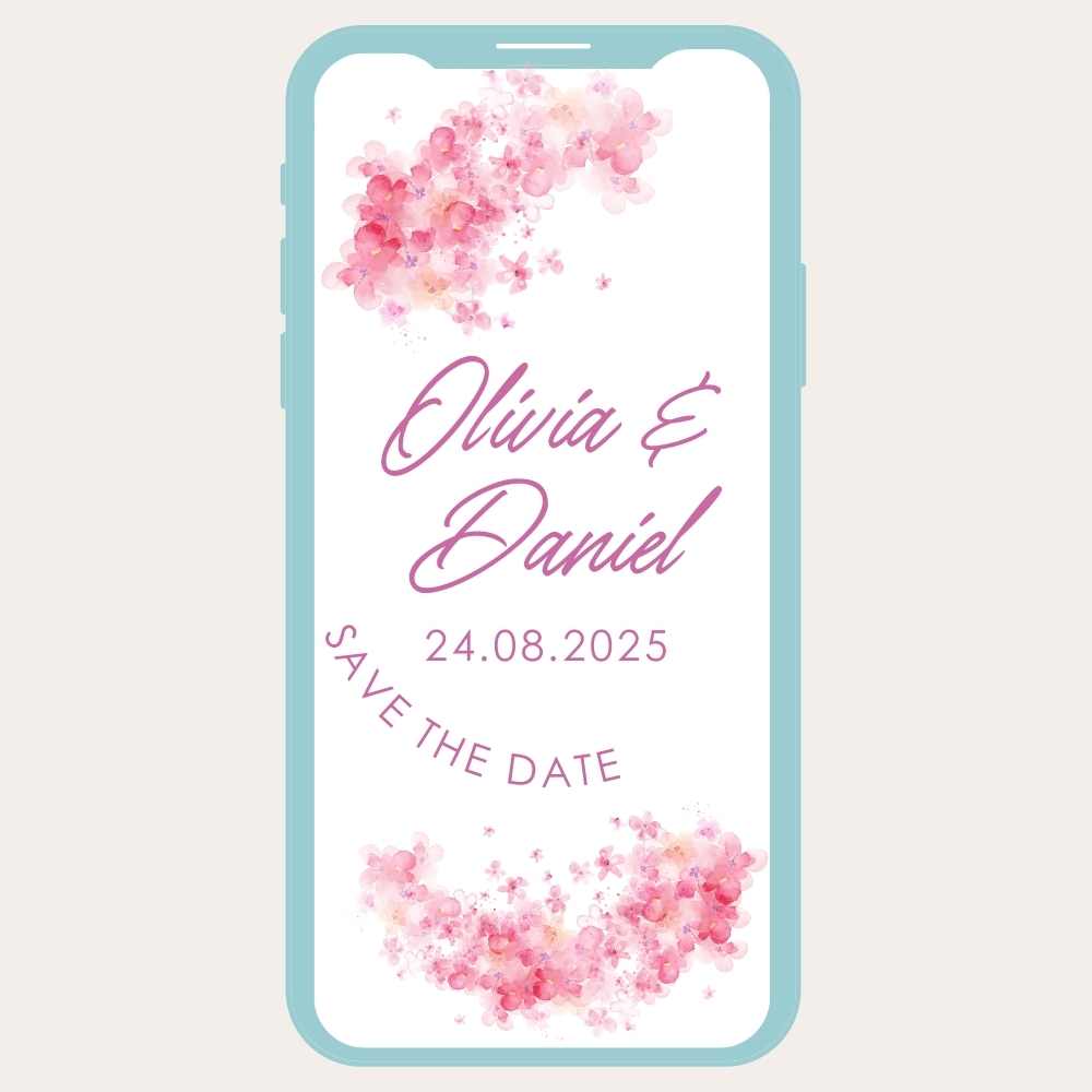 Flor de acuarela 2 Save The date personalizado Flor acuarela