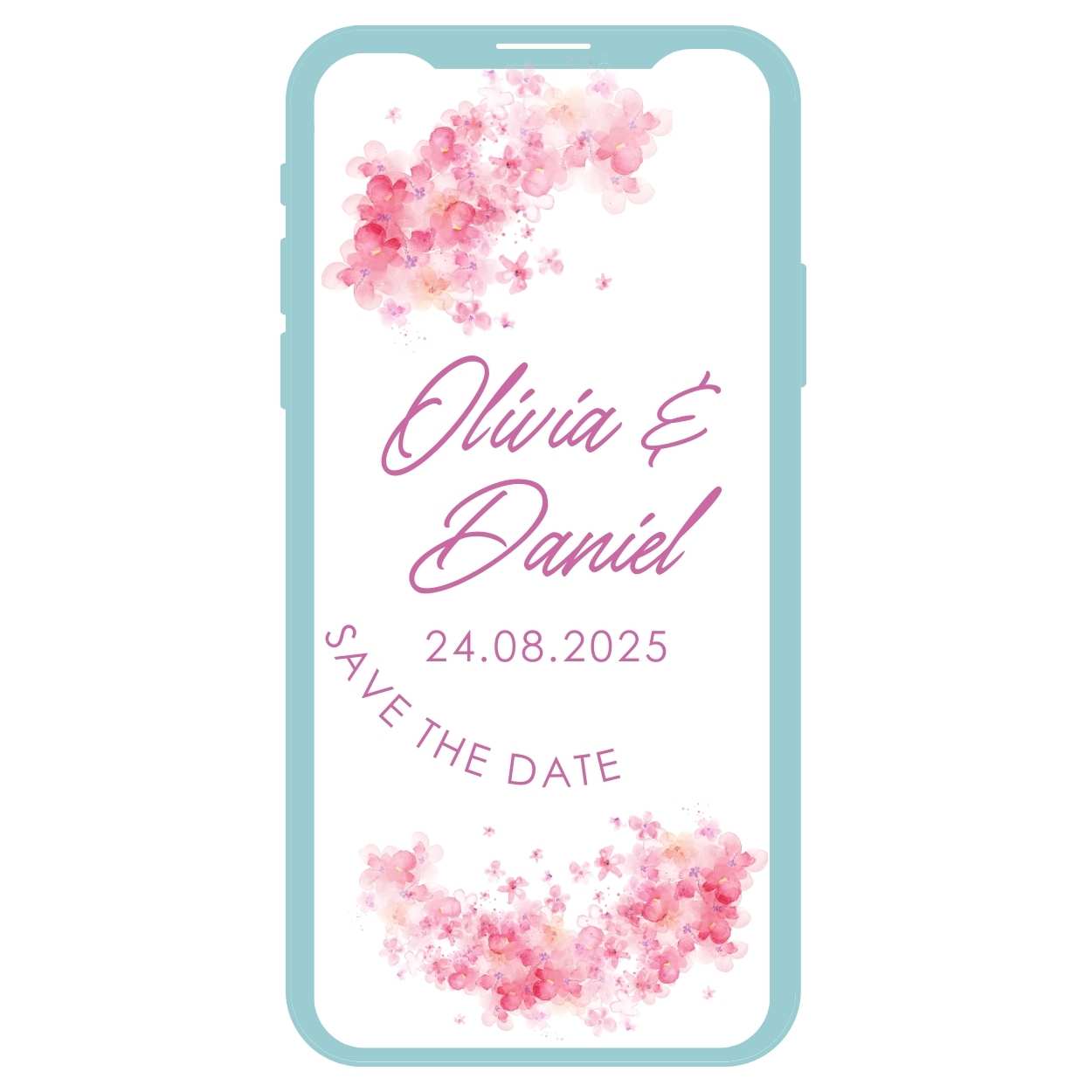 Flor de acuarela 1 Save The date personalizado Flor