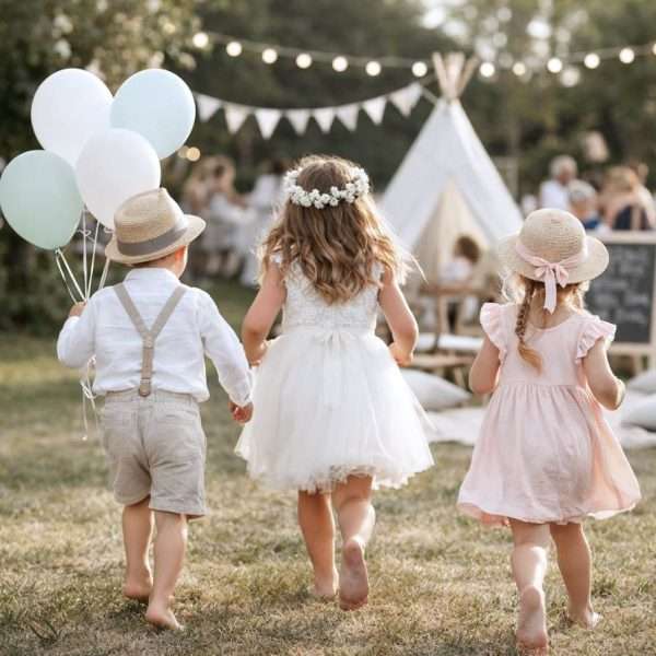 Cómo preparar una mesa infantil para boda para que quede bonita y funcione 4 Niños en boda con detalles especiales. mesa infantil para boda