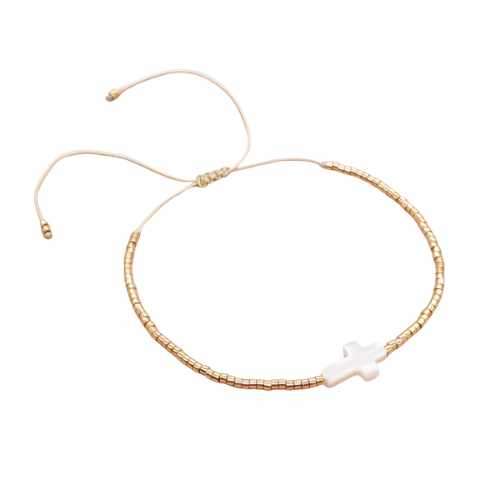 Pulsera cruz nacar invitada boda