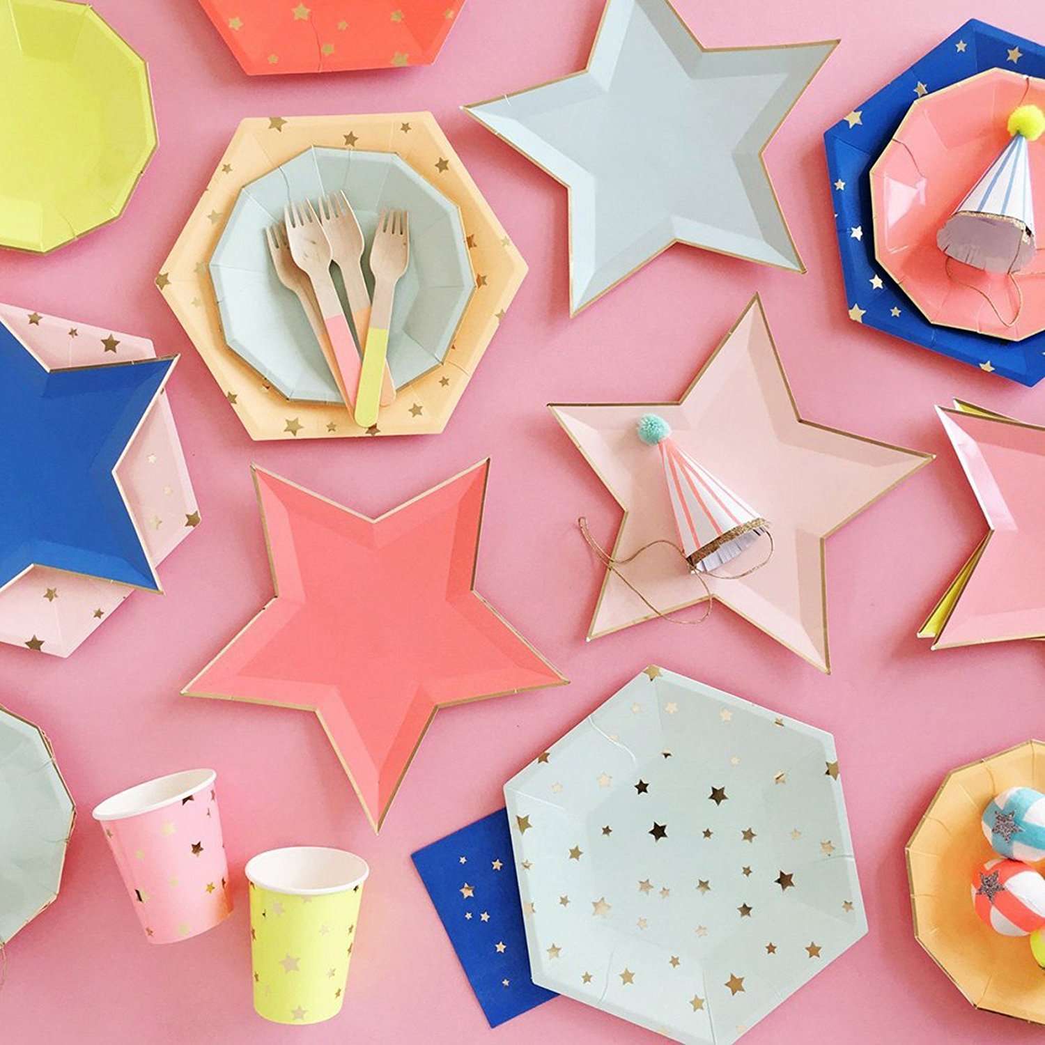 Platos Estrellas Neon 5 Platos Estrellas Neon