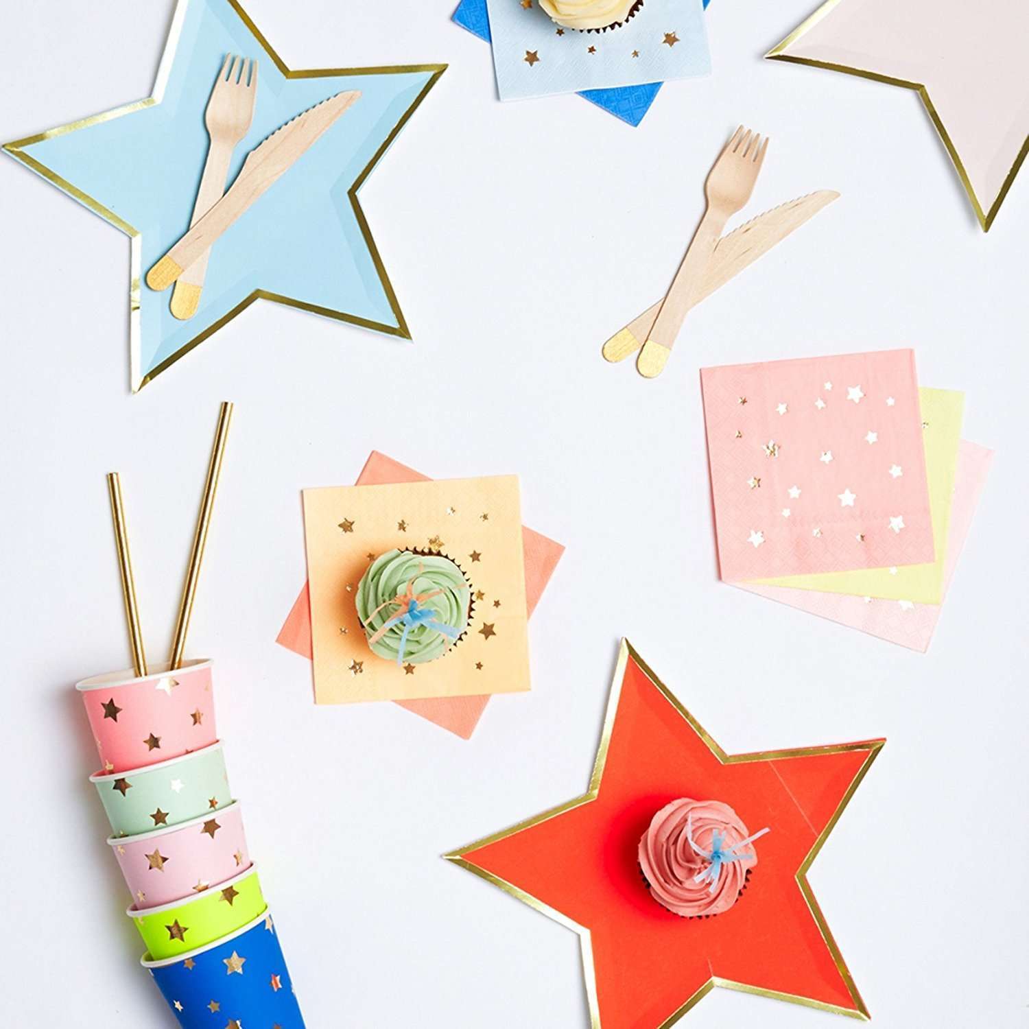 Platos Estrellas Neon 6 Platos Estrellas Neon